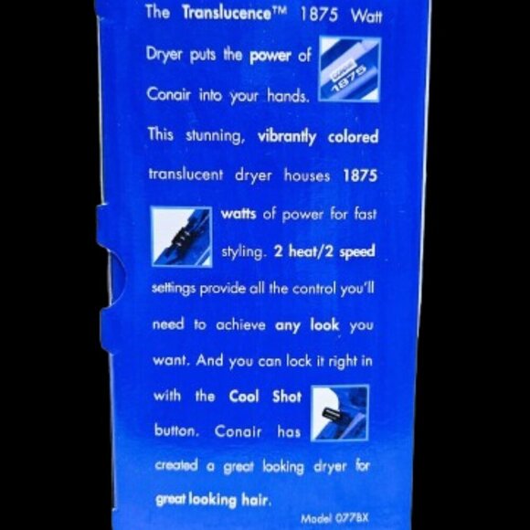 NIB Conair Translucence 1875 watt Hair Dryer - Picture 3 of 3